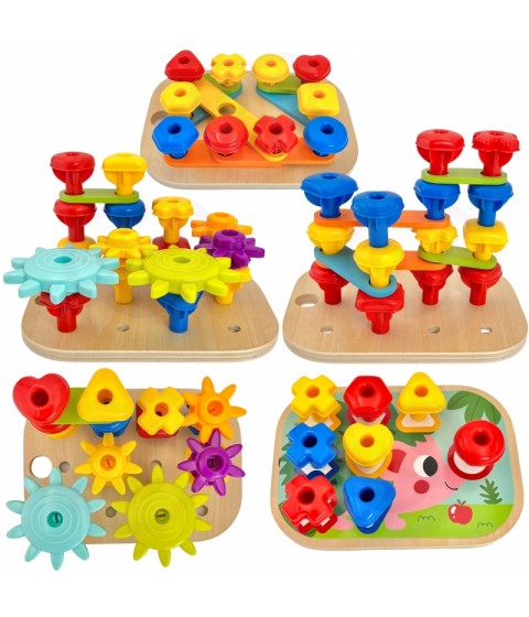 WOOPIE GREEN Montessori 12 viename variklio konstruktoriaus dėžė FSC