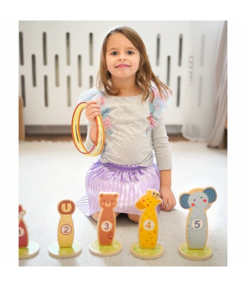 TOOKY TOY Mediniai įgūdžių žaidimo lankai „Mėtyk į taikinį“, 15 vnt.
