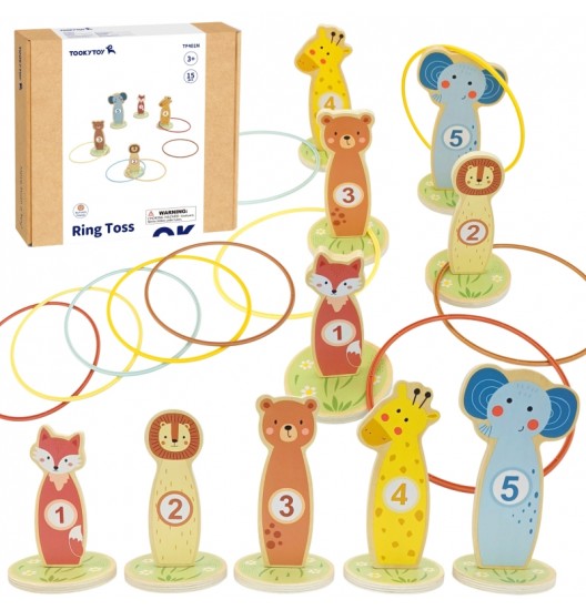 TOOKY TOY Mediniai įgūdžių žaidimo lankai „Mėtyk į taikinį“, 15 vnt.