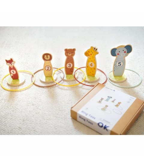 TOOKY TOY Mediniai įgūdžių žaidimo lankai „Mėtyk į taikinį“, 15 vnt.