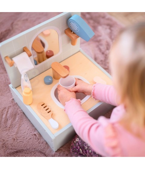 TOOKY TOY Tualetas Vonios kambarys Medinis tualetinis vonios kambarys su priedais