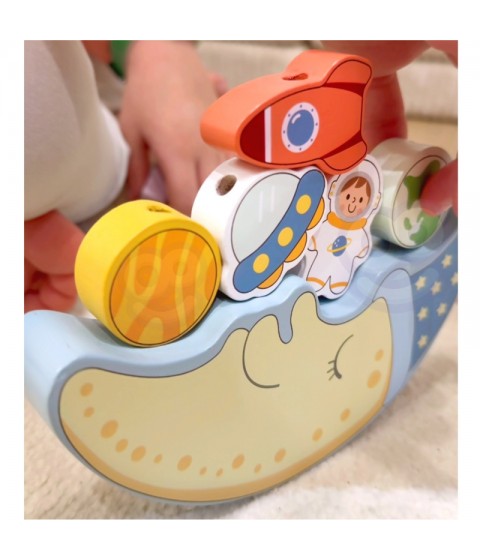 TOOKY TOY Medinis dėlionės rinkinys „Cosmic Miegantis mėnulis“ Montessori Kosmosas