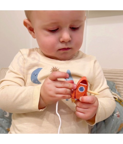 TOOKY TOY Medinis dėlionės rinkinys „Cosmic Miegantis mėnulis“ Montessori Kosmosas