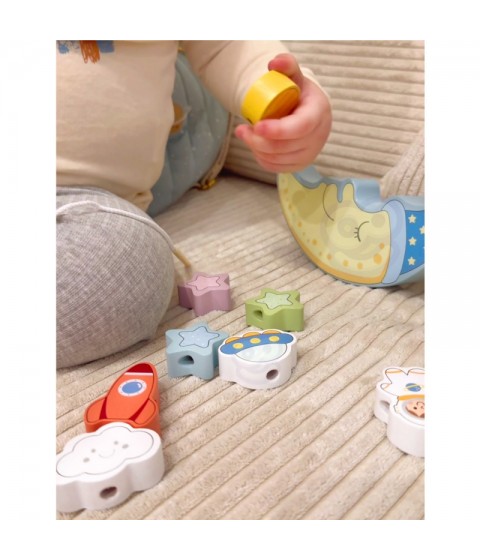 TOOKY TOY Medinis dėlionės rinkinys „Cosmic Miegantis mėnulis“ Montessori Kosmosas