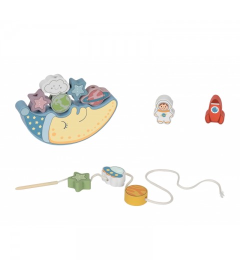 TOOKY TOY Medinis dėlionės rinkinys „Cosmic Miegantis mėnulis“ Montessori Kosmosas