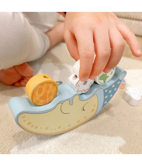 TOOKY TOY Medinis dėlionės rinkinys „Cosmic Miegantis mėnulis“ Montessori Kosmosas