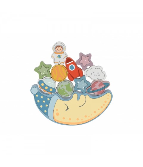 TOOKY TOY Medinis dėlionės rinkinys „Cosmic Miegantis mėnulis“ Montessori Kosmosas