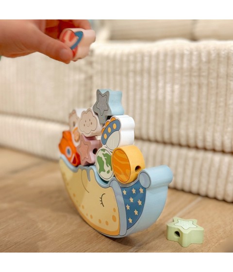 TOOKY TOY Medinis dėlionės rinkinys „Cosmic Miegantis mėnulis“ Montessori Kosmosas