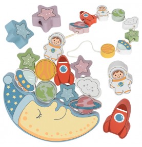 TOOKY TOY Medinis dėlionės rinkinys „Cosmic Miegantis mėnulis“ Montessori Kosmosas