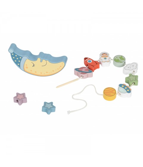 TOOKY TOY Medinis dėlionės rinkinys „Cosmic Miegantis mėnulis“ Montessori Kosmosas