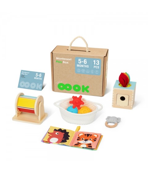 TOOKY TOY Žaislų dėžutė XXL Montessori edukacinė 6in1 sensorinė dėžutė 5-6 mėn.