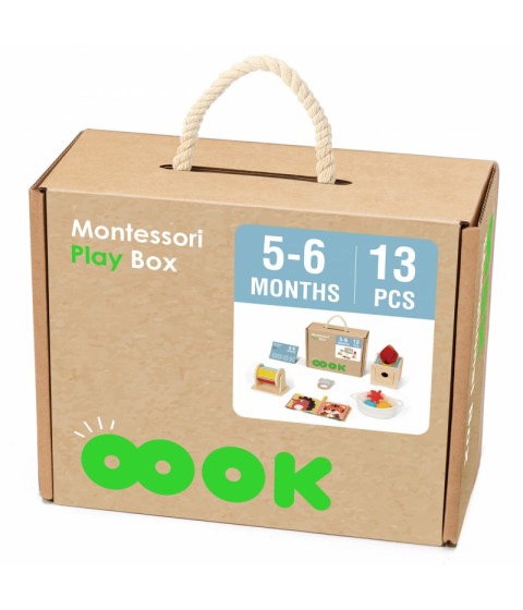 TOOKY TOY Žaislų dėžutė XXL Montessori edukacinė 6in1 sensorinė dėžutė 5-6 mėn.