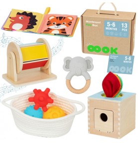 TOOKY TOY Žaislų dėžutė XXL Montessori edukacinė 6in1 sensorinė dėžutė 5-6 mėn.