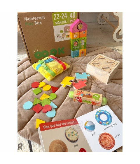 TOOKY TOY Žaislų dėžutė XXL Montessori edukacinė 7in1 sensorinė dėžutė 22-24 mėnesių