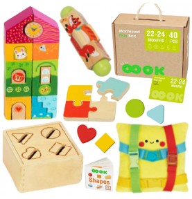 TOOKY TOY Žaislų dėžutė XXL Montessori edukacinė 7in1 sensorinė dėžutė 22-24 mėnesių