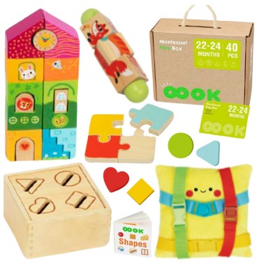 TOOKY TOY Žaislų dėžutė XXL Montessori edukacinė 7in1 sensorinė dėžutė 22-24 mėnesių