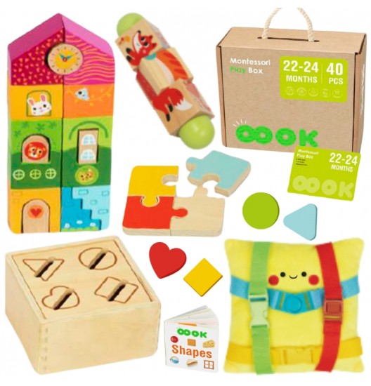 TOOKY TOY Žaislų dėžutė XXL Montessori edukacinė 7in1 sensorinė dėžutė 22-24 mėnesių