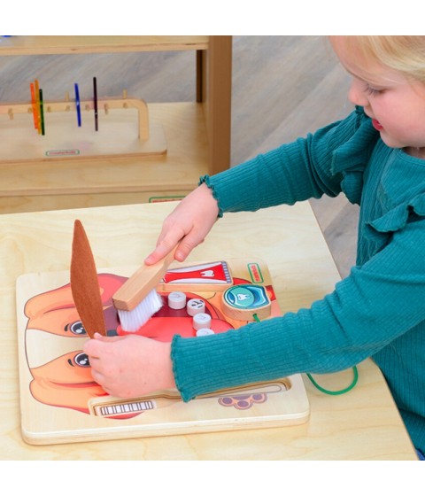 MASTERKIDZ Sveikos burnos higienos mokymasis su šunimi kaip pavyzdžiu – Montessori edukacinė sieninė diagrama