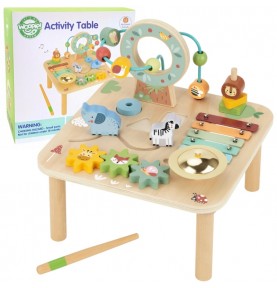 WOOPIE GREEN medinis edukacinis stalas muzikinis sensorinis labirintas 5 viename