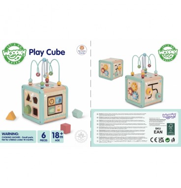 WOOPIE GREEN medinis daugiafunkcis edukacinis kubas rūšiuoklis