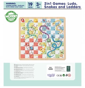 WOOPIE GREEN Loginiai stalo žaidimai 2 viename Ludo + Gyvatės ir kopėčios