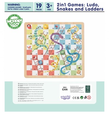 WOOPIE GREEN Loginiai stalo žaidimai 2 viename Ludo + Gyvatės ir kopėčios