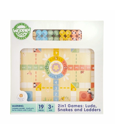 WOOPIE GREEN Loginiai stalo žaidimai 2 viename Ludo + Gyvatės ir kopėčios