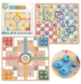WOOPIE GREEN Loginiai stalo žaidimai 2 viename Ludo + Gyvatės ir kopėčios