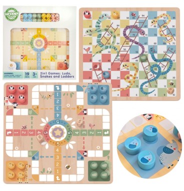 WOOPIE GREEN Loginiai stalo žaidimai 2 viename Ludo + Gyvatės ir kopėčios