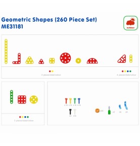 MASTERKIDZ geometrinių formų kaladėlių rinkinys STEM sienų plokštėms, 260 vnt.