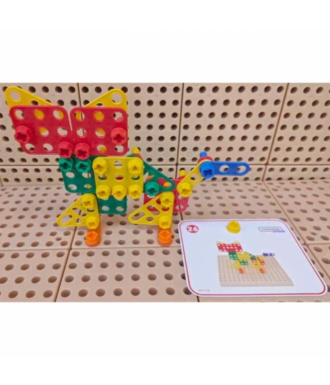 MASTERKIDZ geometrinių formų kaladėlių rinkinys STEM sienų plokštėms, 260 vnt.