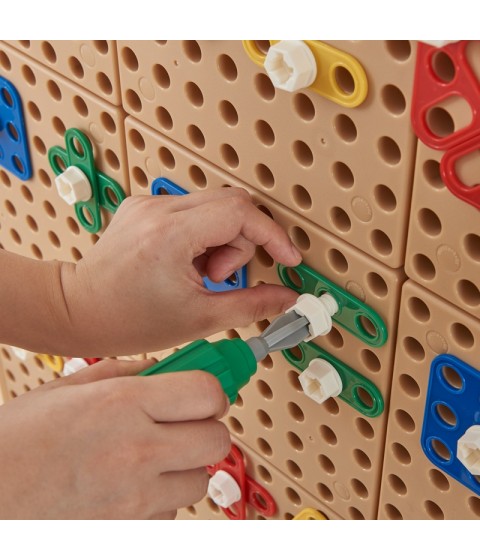 MASTERKIDZ geometrinių formų kaladėlių rinkinys STEM sienų plokštėms, 260 vnt.