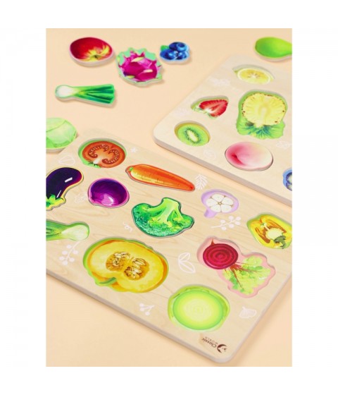 CLASSIC WORLD medinė Montessori daržovių dėlionė