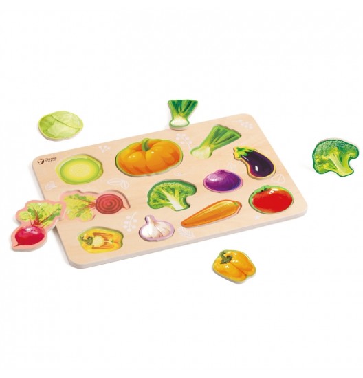 CLASSIC WORLD medinė Montessori daržovių dėlionė