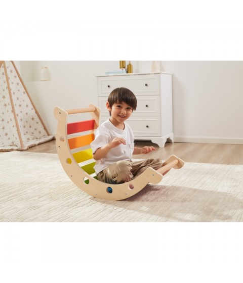 VIGA medinis supamasis tiltelis 2 viename Montessori vaivorykštės sūpynės