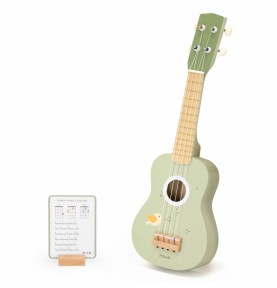 Viga medinė ukulele gitara vaikams, žalia, su natomis