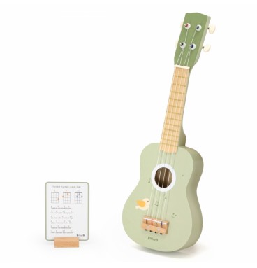Viga medinė ukulele gitara vaikams, žalia, su natomis