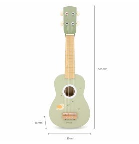 Viga medinė ukulele gitara vaikams, žalia, su natomis
