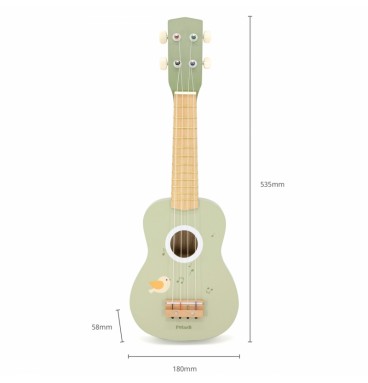 Viga medinė ukulele gitara vaikams, žalia, su natomis