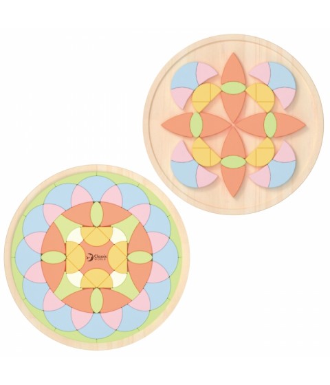 KLASIKINIS PASAULIS Pastelinės Mandala Montessori Dėlionės Mozaikos Gėlės