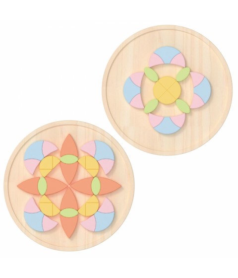 KLASIKINIS PASAULIS Pastelinės Mandala Montessori Dėlionės Mozaikos Gėlės