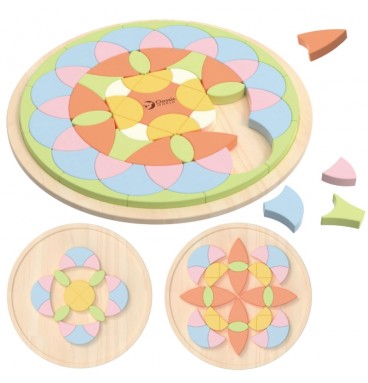 KLASIKINIS PASAULIS Pastelinės Mandala Montessori Dėlionės Mozaikos Gėlės