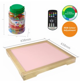 MASTERKIDZ LED šviesos skydelis, keičiantis spalvas su nuotolinio valdymo pultu + Montessori mozaikos kaladėlės, 140 vnt.