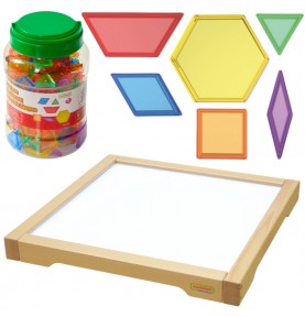 MASTERKIDZ LED sensorinė dėžutė + Montessori mozaikos kaladėlės, 140 vnt.