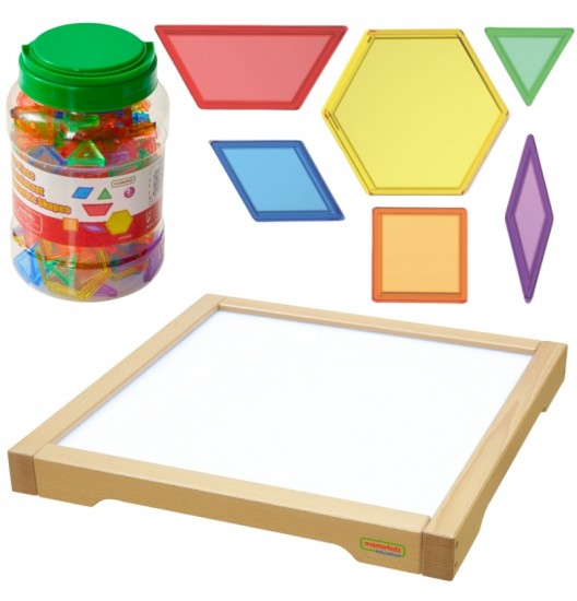 MASTERKIDZ LED sensorinė dėžutė + Montessori mozaikos kaladėlės, 140 vnt.