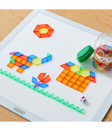 MASTERKIDZ LED sensorinė dėžutė + Montessori mozaikos kaladėlės, 140 vnt.