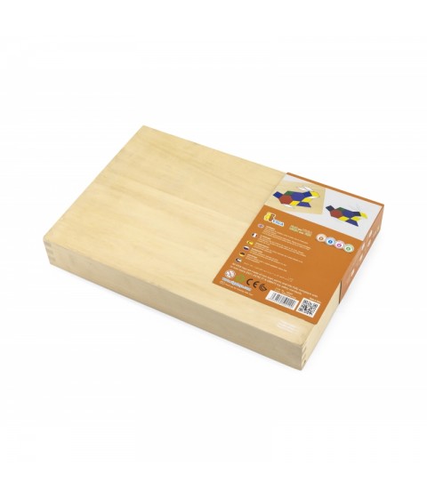 VIGA mediniai geometriniai mozaikiniai Dienes kaladėlės Montessori loginė dėlionė, 148 detalės