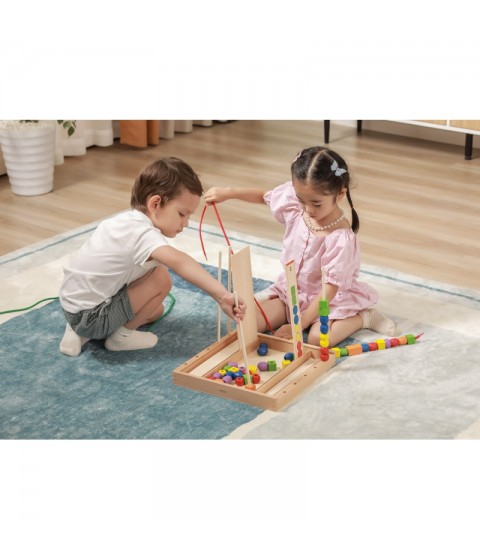 VIGA medinis edukacinis žaidimas „Loginiai karoliukai“, 104 Montessori detalės