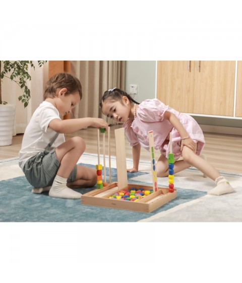 VIGA medinis edukacinis žaidimas „Loginiai karoliukai“, 104 Montessori detalės