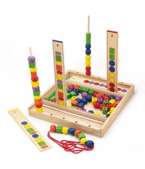 VIGA medinis edukacinis žaidimas „Loginiai karoliukai“, 104 Montessori detalės